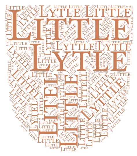 Word art in the form of a soldier's shield with all the variations of Little